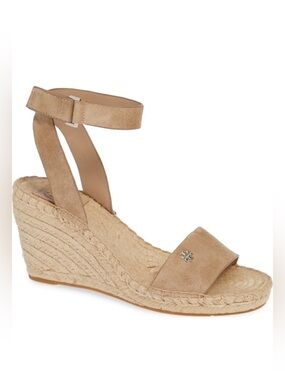 Tory Burch Bima Suede Espadrille  Wedge Sandals in Sand Size 9